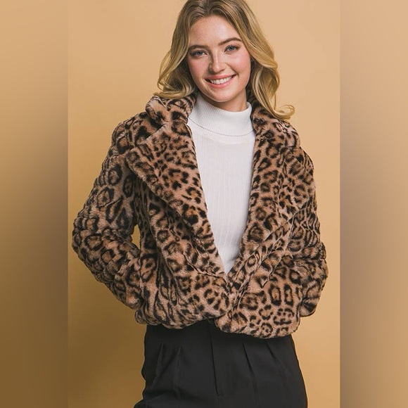 Leopard Print Faux Fur Jacket - Picture 4 of 7